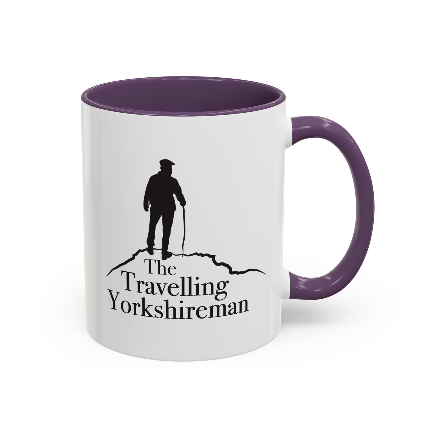 Travelling Yorkshireman Coffee Mug, Accent Mug for Tea Lovers, Unique Gift for Travelers, Personalized Drinkware, Black Handle Mug