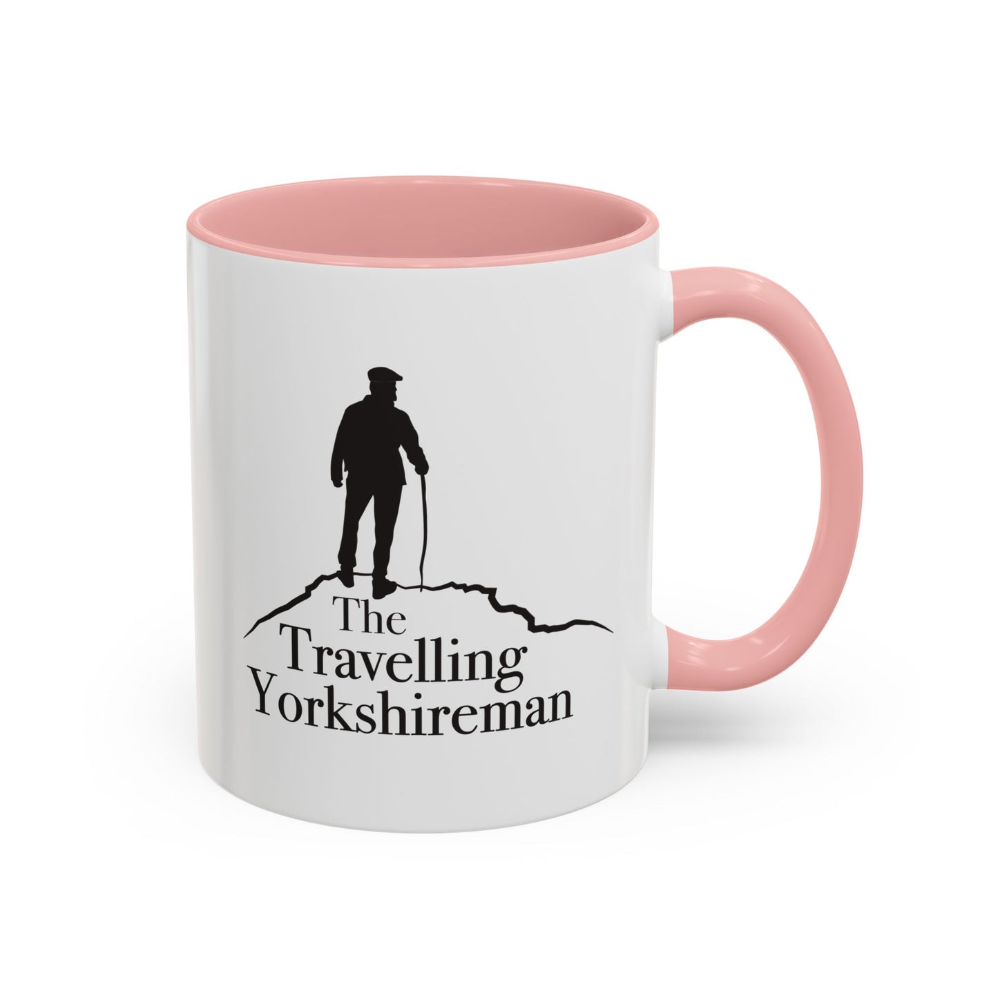 Travelling Yorkshireman Coffee Mug, Accent Mug for Tea Lovers, Unique Gift for Travelers, Personalized Drinkware, Black Handle Mug