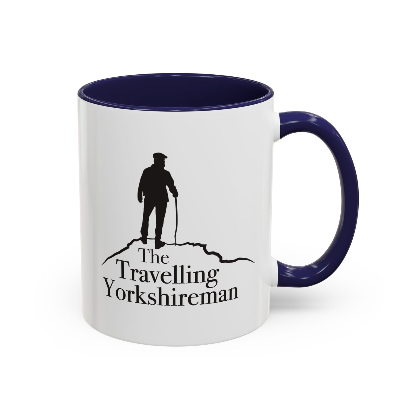 Travelling Yorkshireman Coffee Mug, Accent Mug for Tea Lovers, Unique Gift for Travelers, Personalized Drinkware, Black Handle Mug