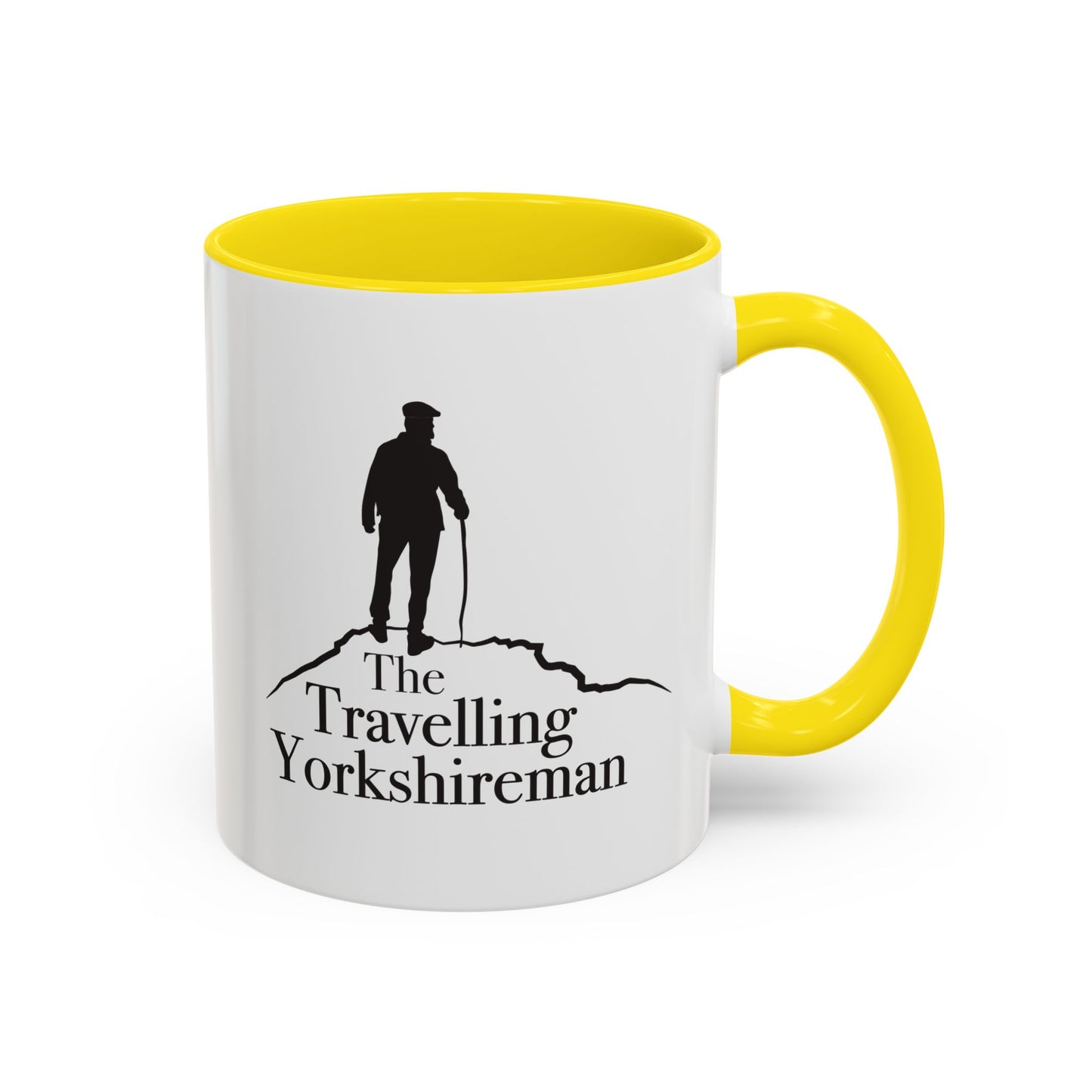 Travelling Yorkshireman Coffee Mug, Accent Mug for Tea Lovers, Unique Gift for Travelers, Personalized Drinkware, Black Handle Mug