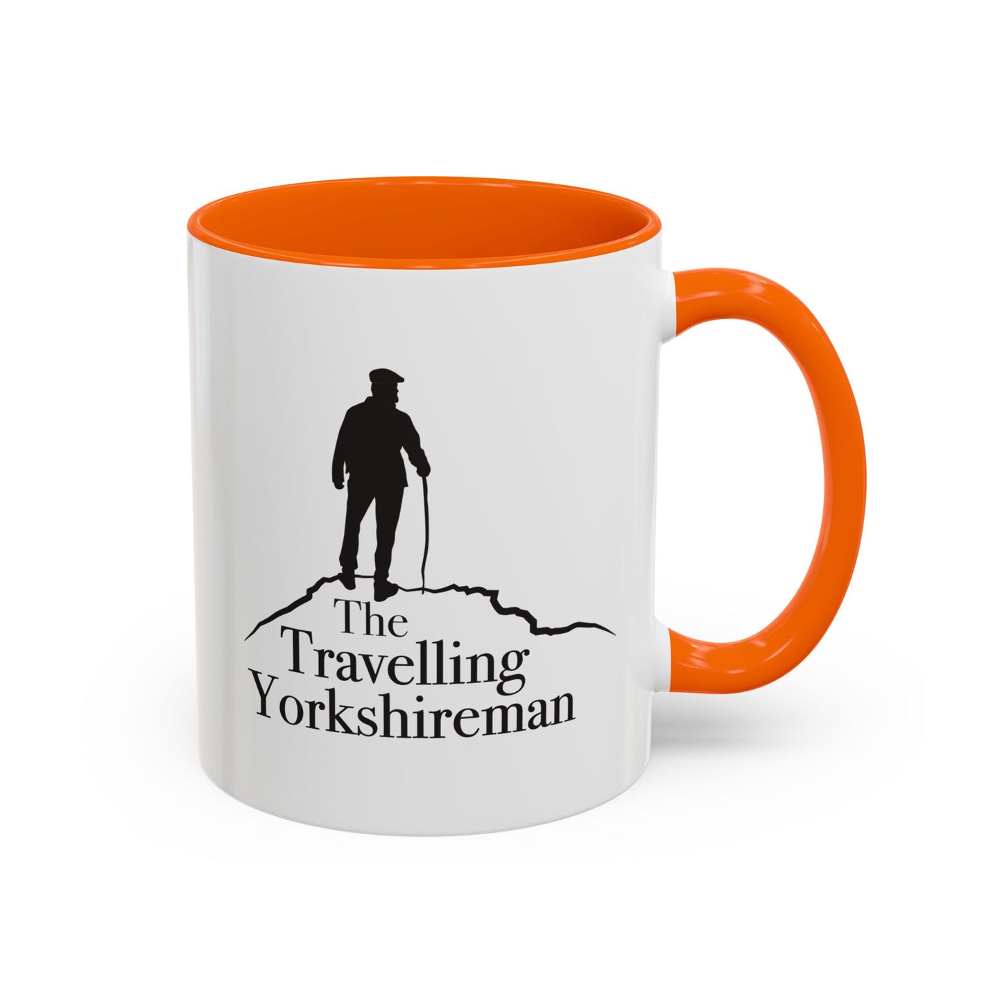 Travelling Yorkshireman Coffee Mug, Accent Mug for Tea Lovers, Unique Gift for Travelers, Personalized Drinkware, Black Handle Mug