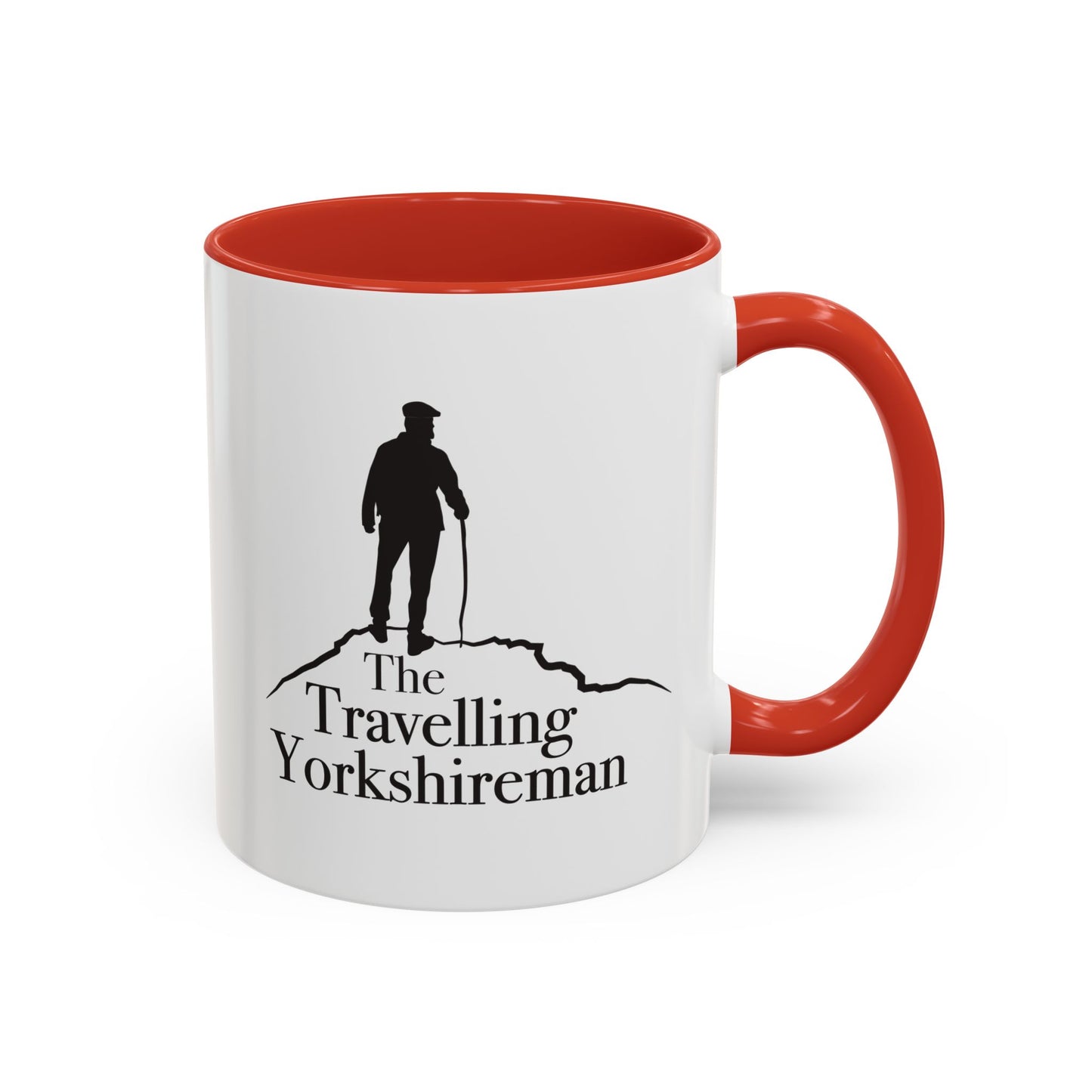 Travelling Yorkshireman Coffee Mug, Accent Mug for Tea Lovers, Unique Gift for Travelers, Personalized Drinkware, Black Handle Mug