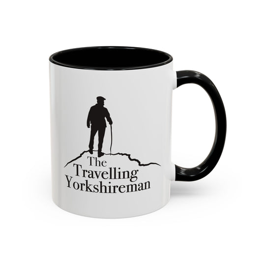 Travelling Yorkshireman Coffee Mug, Accent Mug for Tea Lovers, Unique Gift for Travelers, Personalized Drinkware, Black Handle Mug
