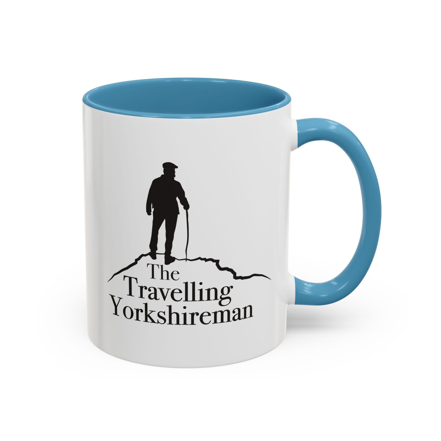 Travelling Yorkshireman Coffee Mug, Accent Mug for Tea Lovers, Unique Gift for Travelers, Personalized Drinkware, Black Handle Mug